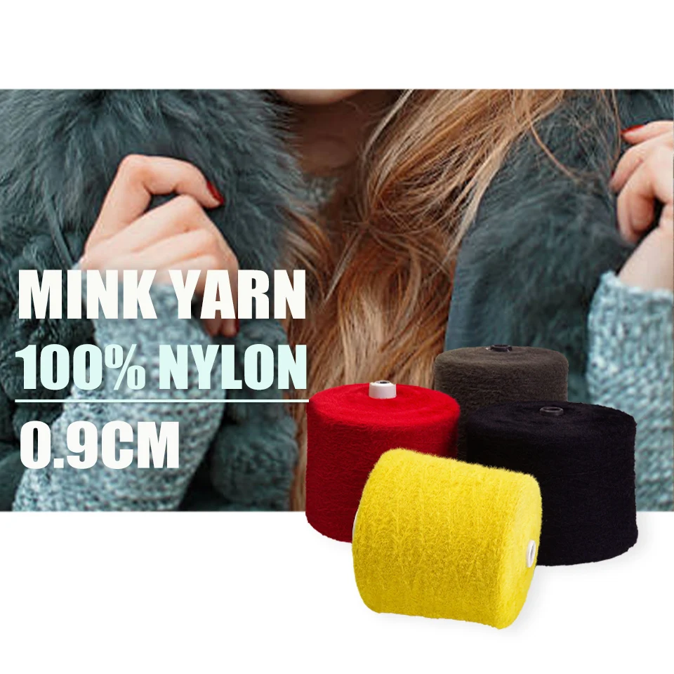 New Popularity Factory Price 0.9cm Curly Customized Size And Color Shaded 100%Nylon Long Hair Mink Fancy Yarn