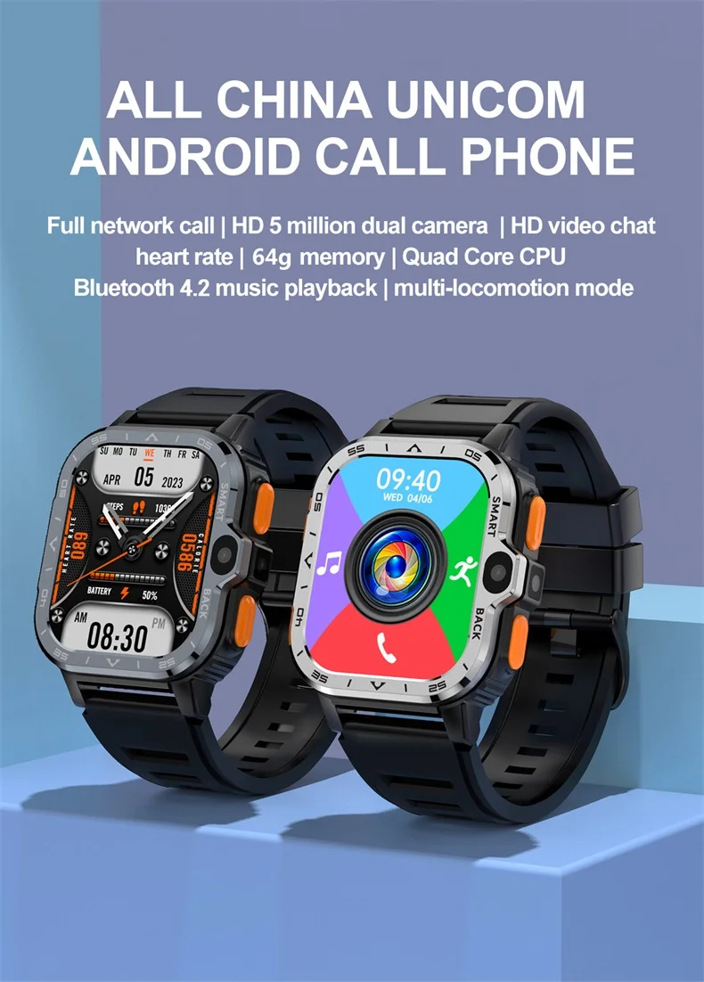 PGD Smart Watch 4G Android 8.1 1.99" Screen Waterproof Video Phone Call Wifi GPS Camera Reloj Smartwatch 2023 (1).jpg