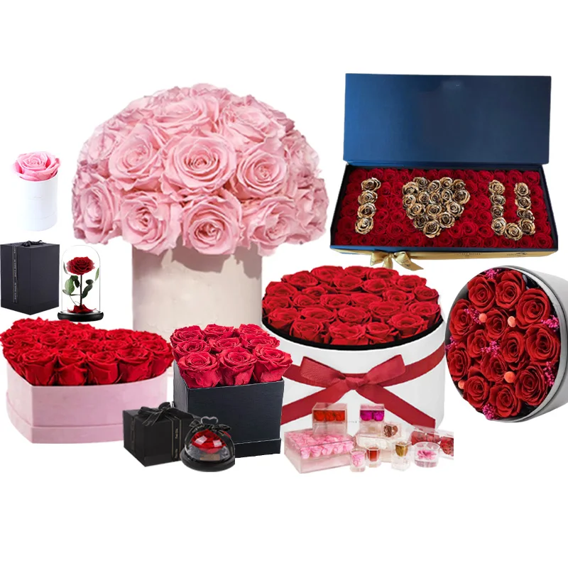 プリザーブドローズボックスゴールド長持ちするローズフラワーボックス