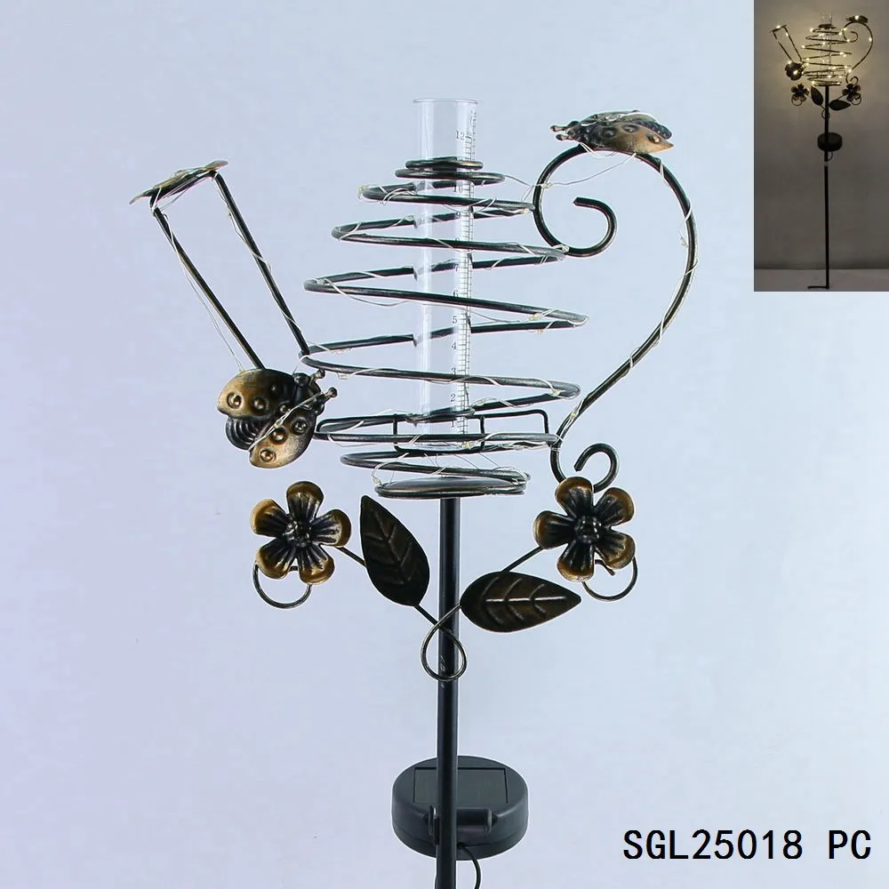 Metal Stakes Waterproof Solar Lights Teapot Rain Gauge SGL25018