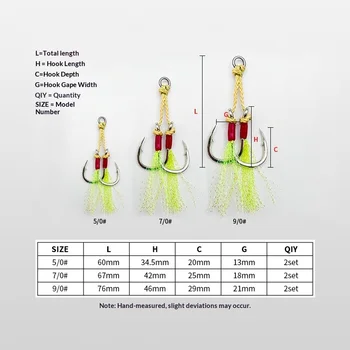 5x Strengthened Large-Bait Jig Hooks Luminous Wire Anti-Snag Design Double Hook for Sea Rock Lure Fishing-Mackerel Target – Metal Jig – view 5