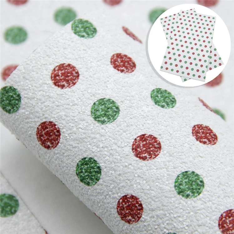 20x33cm Polka Dot Donut UV Printing Chunky Glitter Sheets Fabric For Diy Hair Bows 13858