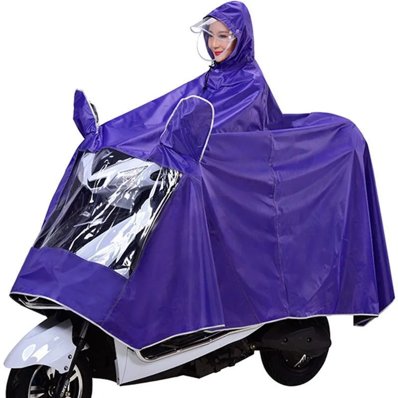 Big Size Adults Electric Bike Rain Poncho Motorcycle Waterproof Raincoat Scooter Big Hat Rainproof Riding Rain Gear