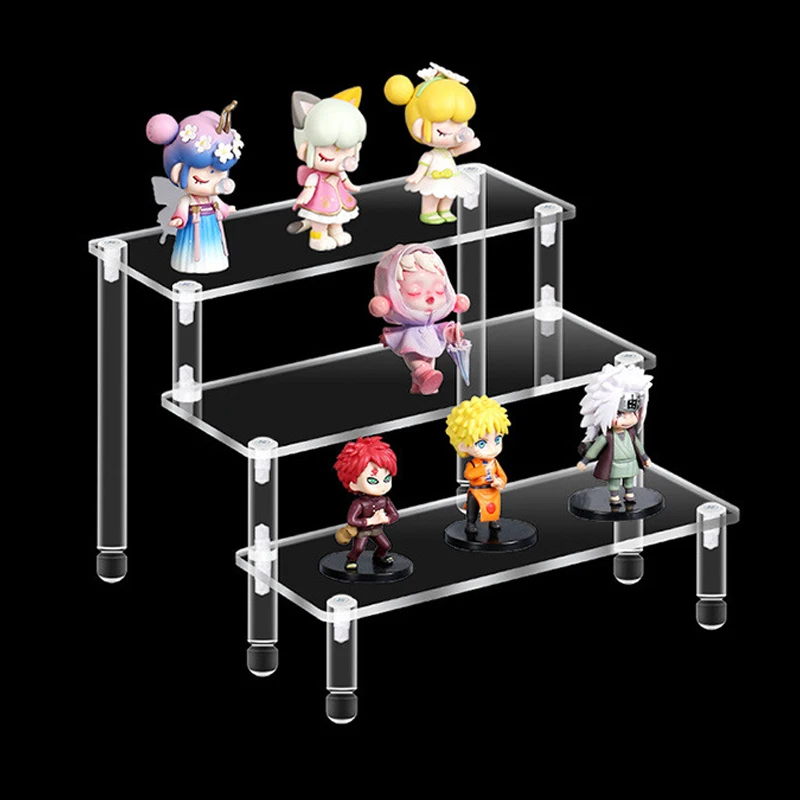 Multi Layer Clear Acrylic Display Stand with Round Foot Riser Portable for Figures Jewelry Perfume & Stairs Display