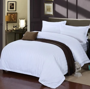 Wholesale Hotel Stripe Sheet Sets Pure White