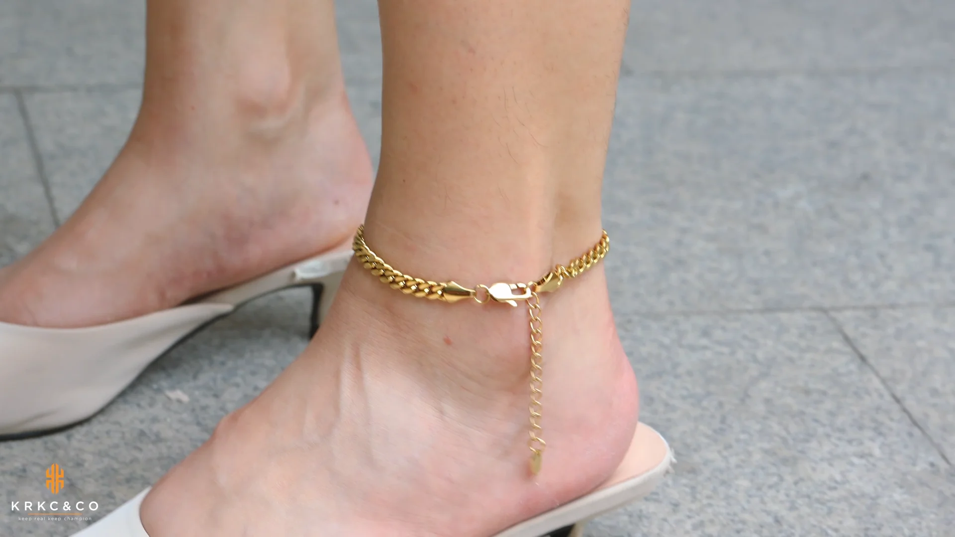 Fashion 14K Gold Plated Adjustable Large Cuban Ankle Bracelet