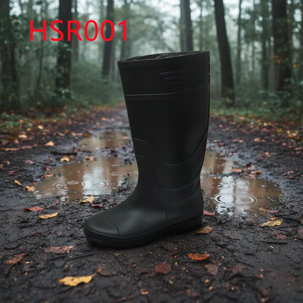 ZYF,Pondside Activities High-Calf PVC One-shot Molding Black Rain Boots Tide Pool Site Cleanup Water Proof Rubber Boots HSR001