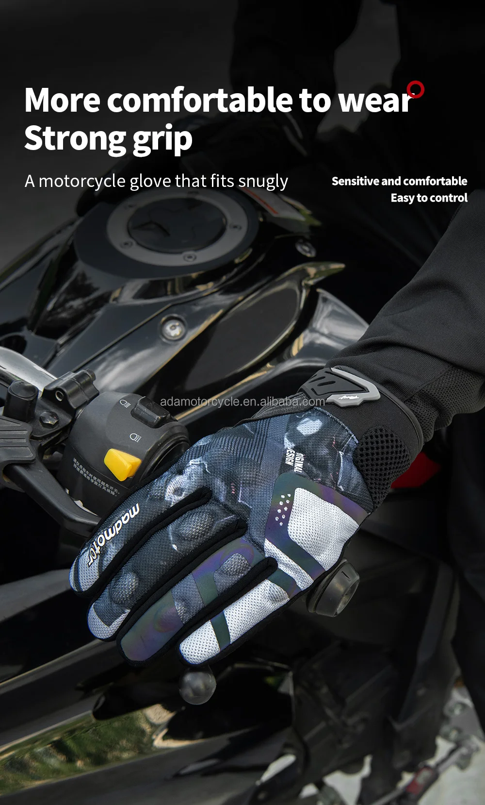 View of Newest Electronic Motorcycle Gloves Silicone Anti-Slip Touch Screen ...