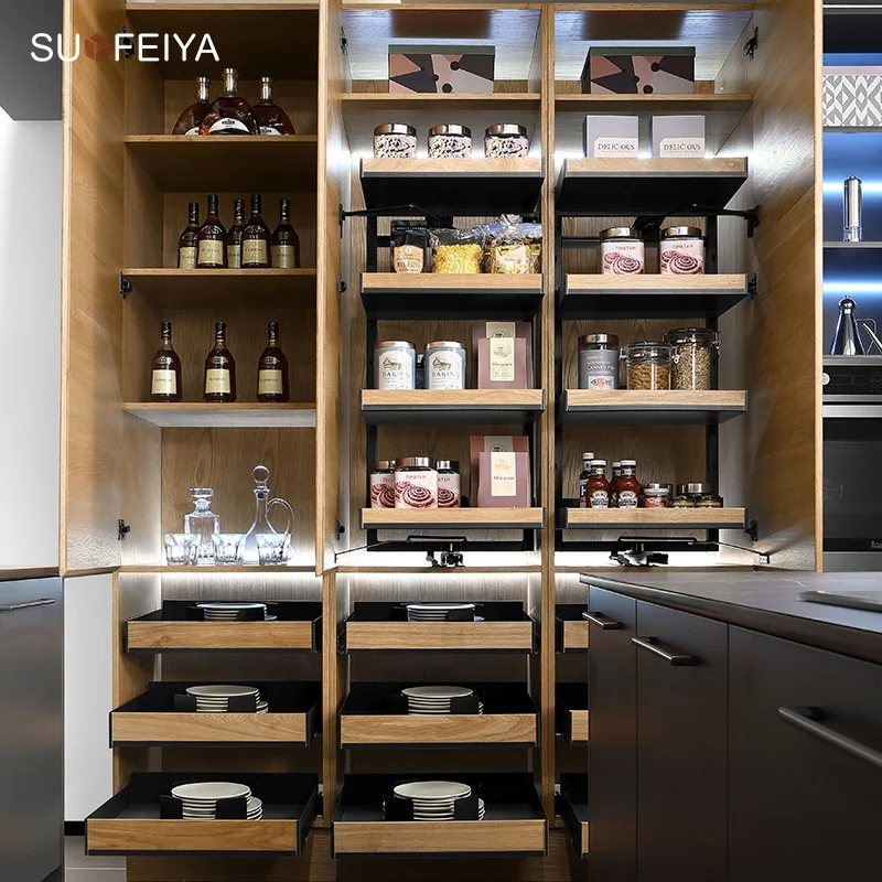Sofeyia Kitchen Cabinets Simple Designs Clean Handle-less Look 2 Colour Laminate Sheet Accessorized Faucet Hinge Made Marble