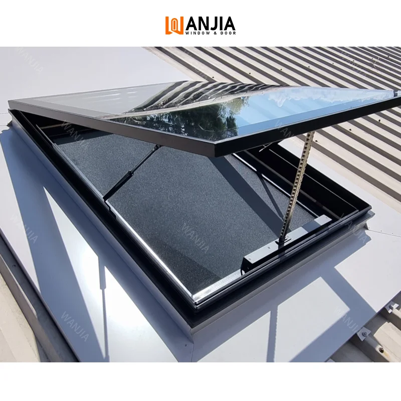 WANJIA New Function Design Waterproof Antislip Glass Roof Light Electric Double Glazed Automatic Skylight with Remote Control