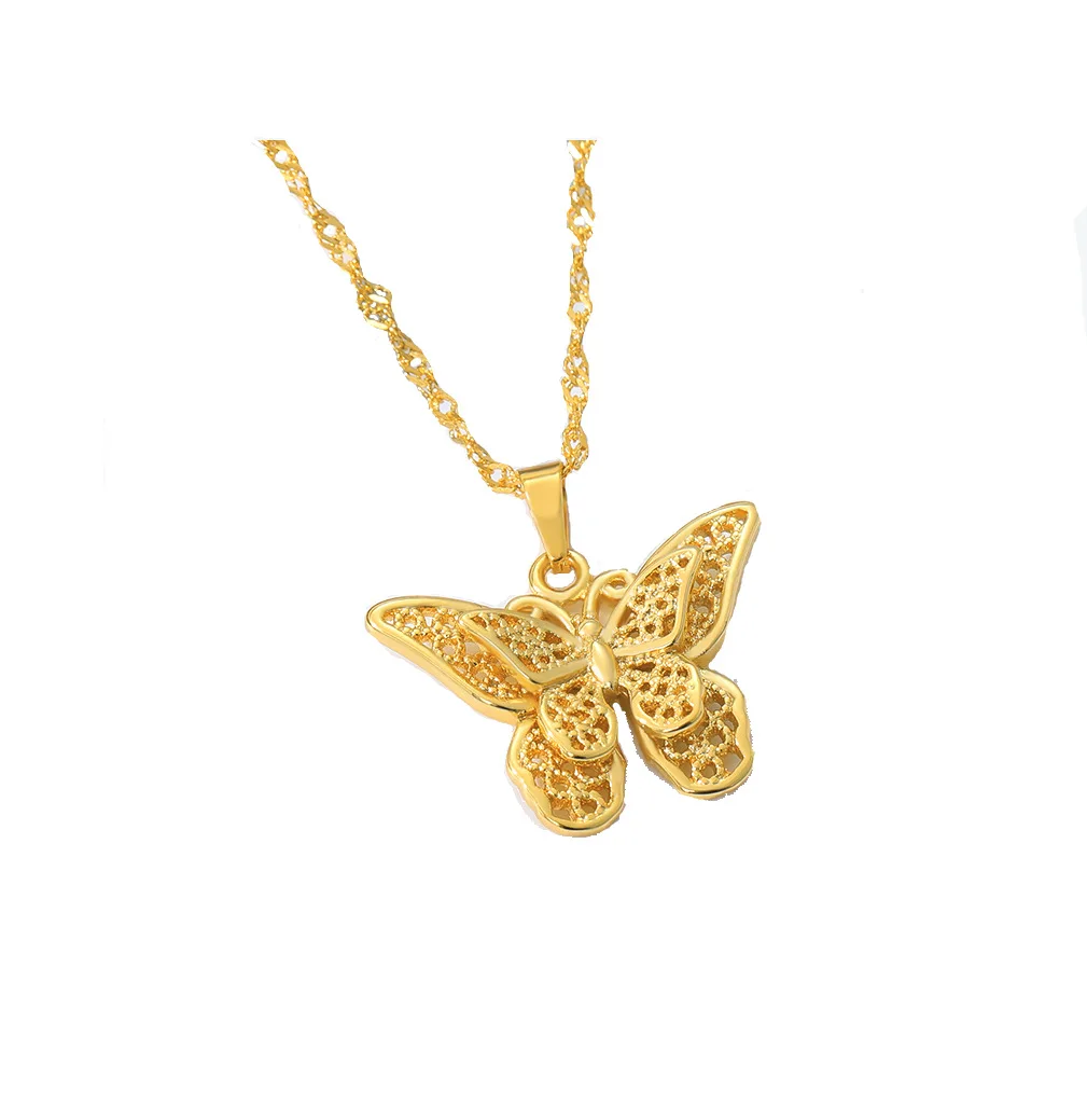 1PCS Design Jewelry Double Water Wave 18K GOLD FILLED Necklace Chains Pendants 