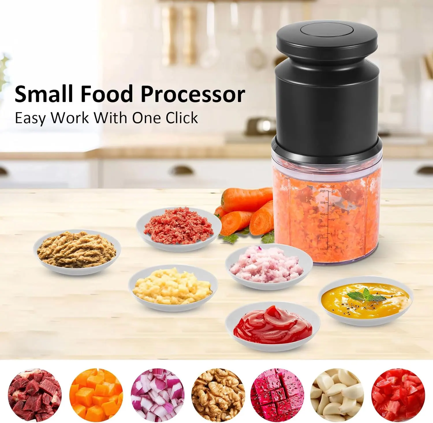 Electric Multi-Functional Plastic Mixer Grinder Chopper Mini Onion Garlic  Meat Blender for Household Kitchen Use