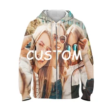 Custom Fleece Hoodie Sweatshirt Jacket With Zipper 3D Full Print Wholesale Drop Ship