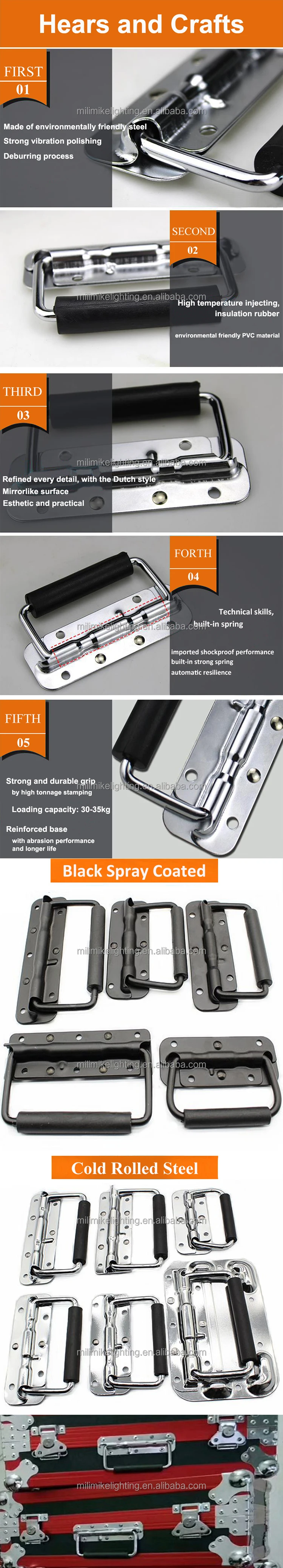 Spring-loaded Shell-less Handle With Rubber Grip For Flight Cases - Oem