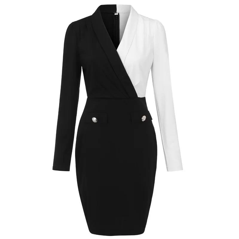 Ysmarket-vestidos De S-xl Para Mujer,Ropa Elegante Para El Trabajo Y La  Oficina,Vestido De Tubo De Empalme Blanco Y Negro,Para Verano,Ea1303 - Buy  Vestidos De Mujer,Vestido De Oficina Elegante,Vestido Lápiz Product on  Alibaba.com