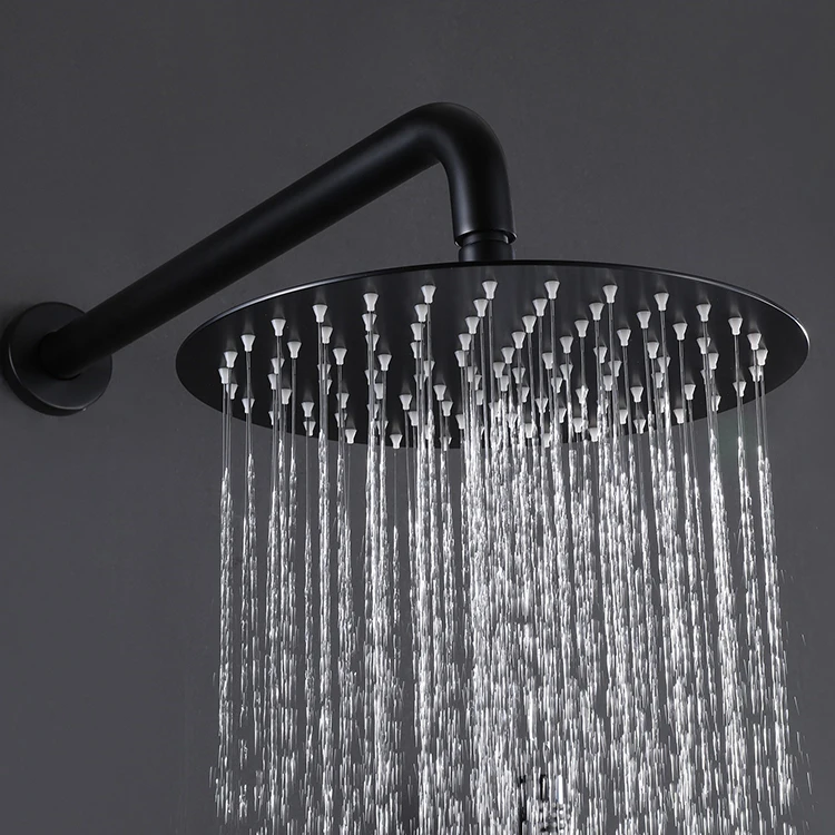 Juego de mezclador de ducha de lluvia oculto para baño frío y caliente de dos funciones, negro