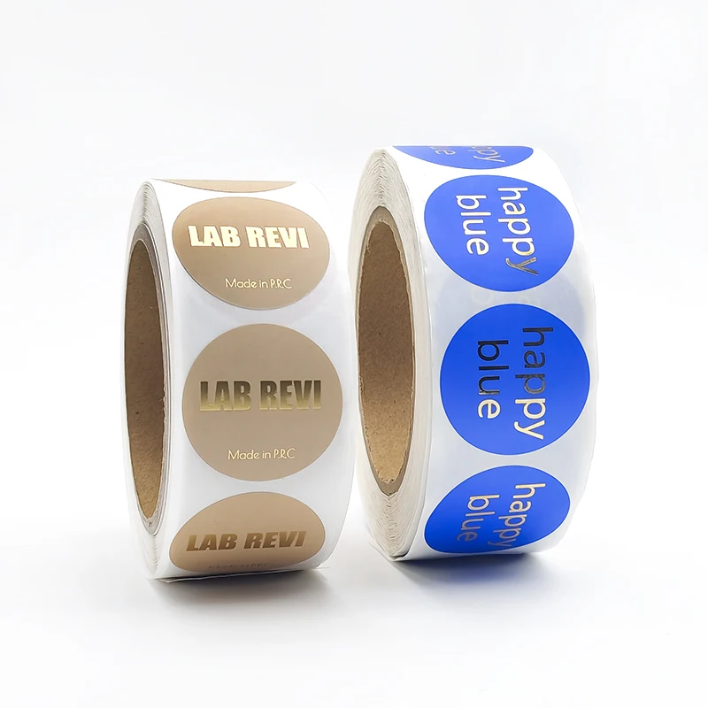 Print Logo Emboss Letters Transparent Paper Circle Metal Label Promotional Round Custom Gold Foil Embossed Stickers
