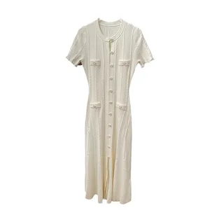 Early Autumn New French Elegant Woman Dresses Slim Fit Knitted Long Dress