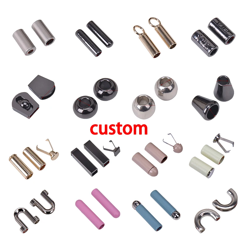 Custom Engraving Clothing Cord Spring Toggle Bikini Stopper Swimwear Accessories Alloy Metal String Cord Ends Stopper