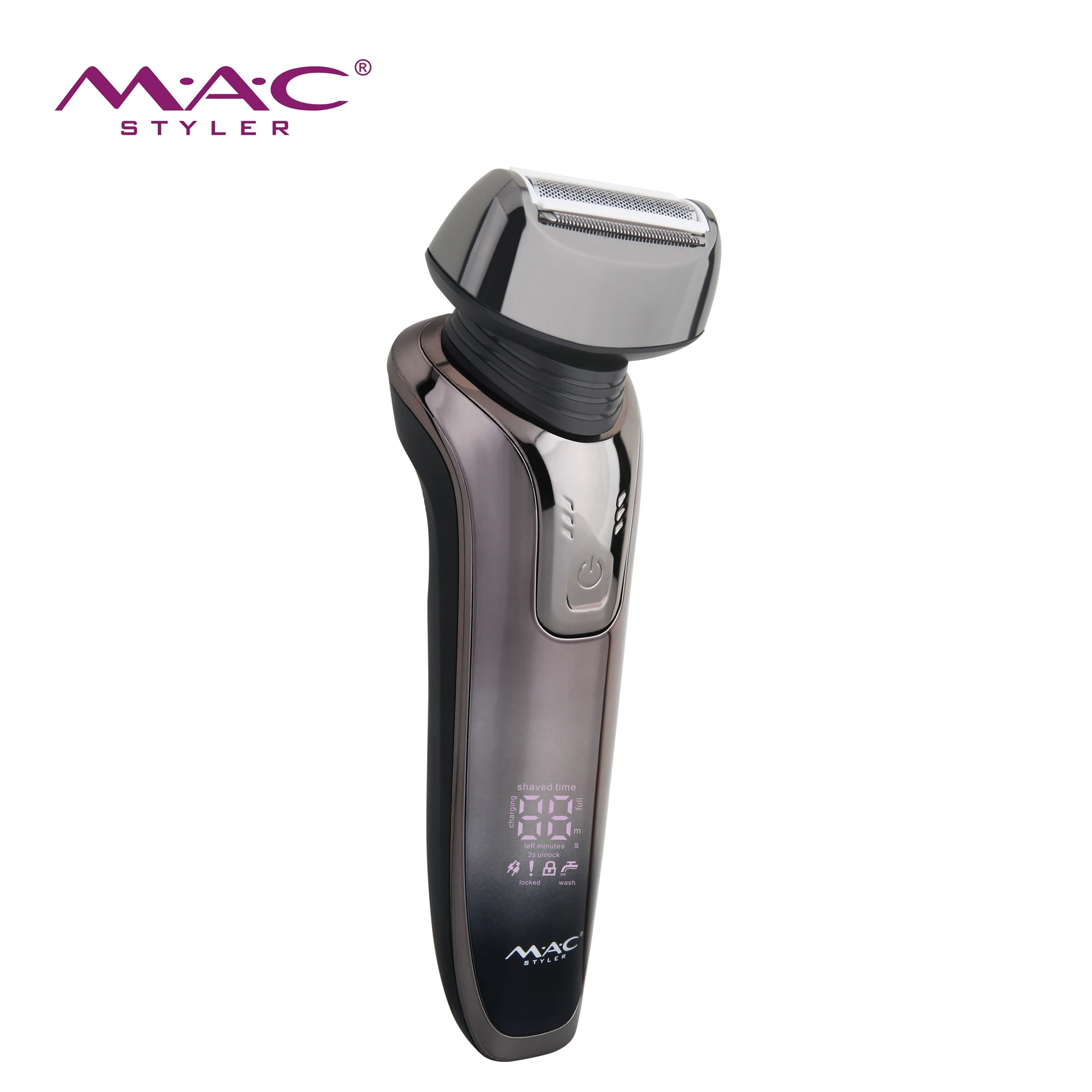 6 in 1 LCD Display Multifunction Electric Shaver Double Ring Veneer Knife 3D Rotating Body Washing Safety Lock Shaver