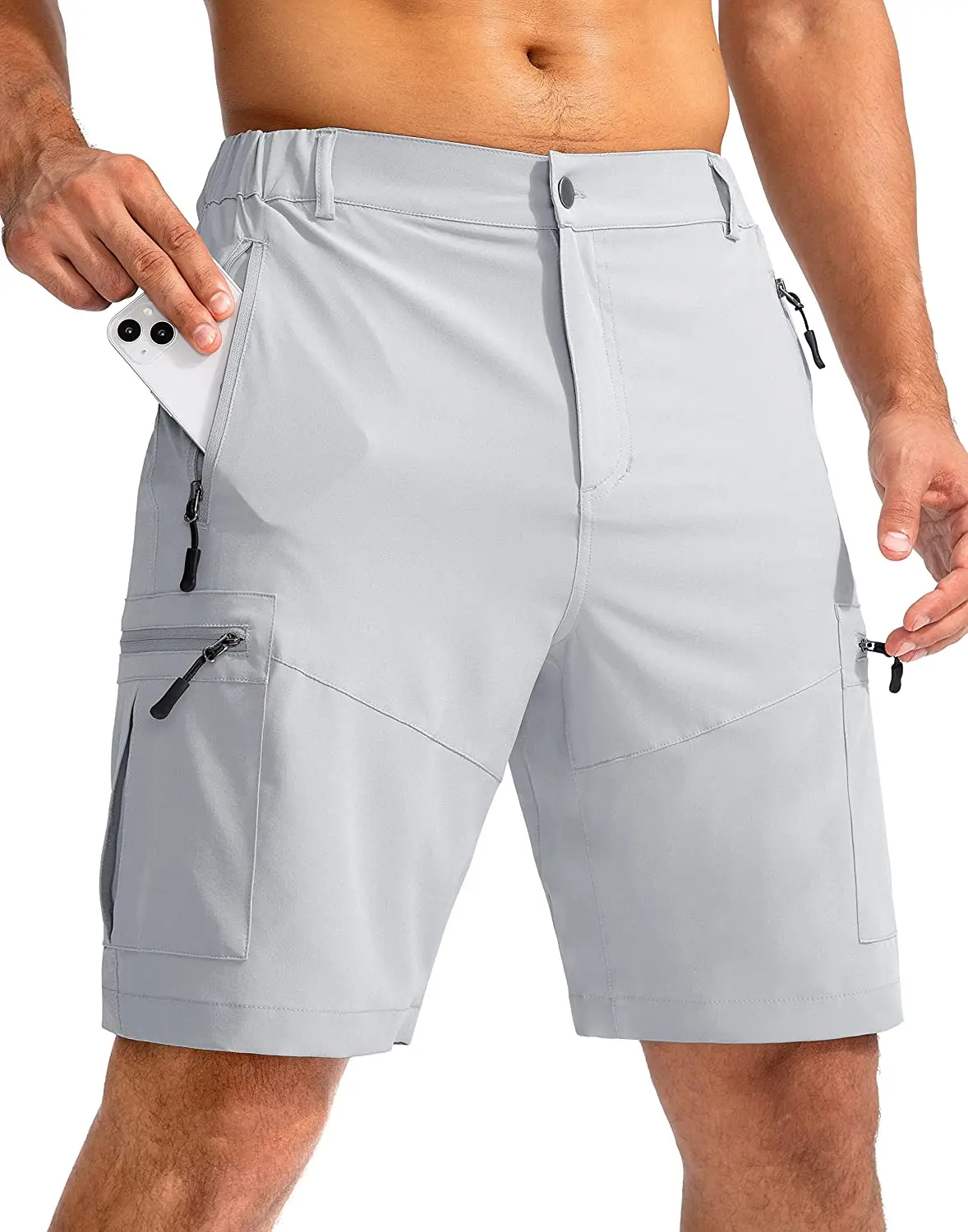 Short Cargo de randonnée léger pour hommes, short de travail en plein air pour voyage, Golf, Camping, décontracté avec 5 poches zippées, 774_voghion.com