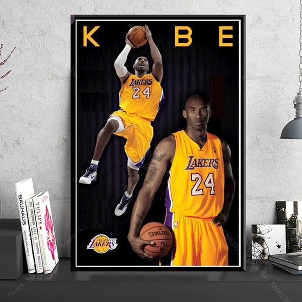 Kobe Bryant On The Court Poster Basketball Canvas Modern Bedoom Wall Art Decor 