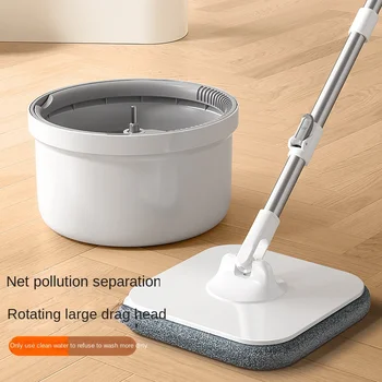 Automatic Household New Product Clean Drain Separating Rotating Mop Bucket Lazy Free Hand-Washing Lifting Drying Single Bucket