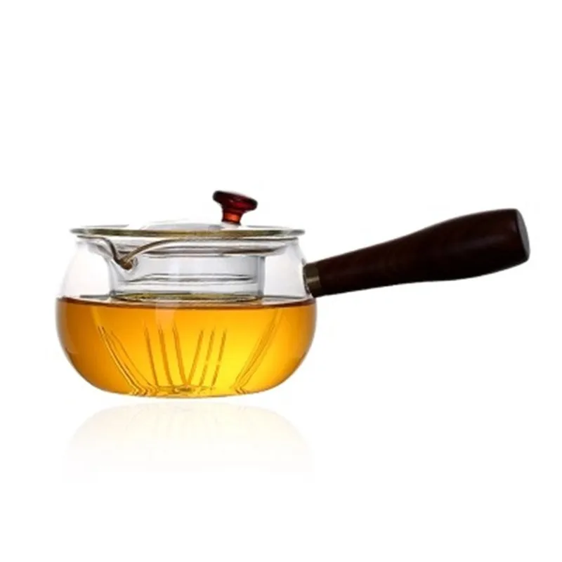 handblown clear high borosilicate pyrex glass cooking tea pot