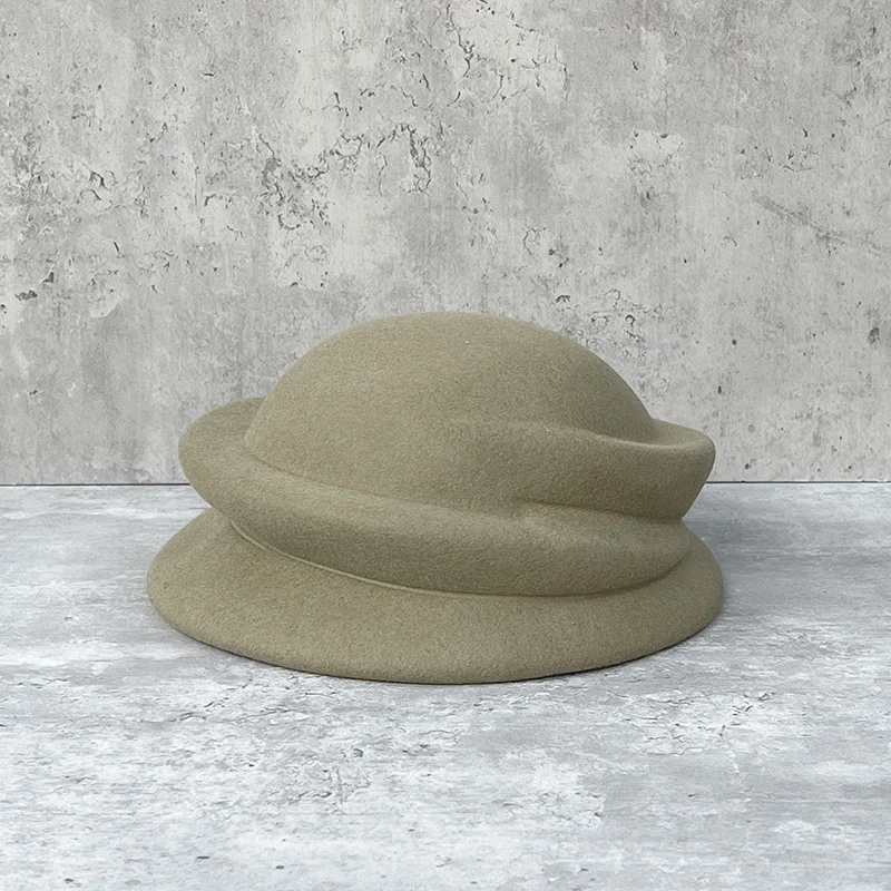 8771 Wool Felt Small Top Fascinators Beret Hats For Women Ladies Elegant Gray Elegant Wool Fascinator Beret Hat Bowknot Felt Winter Hat  main image 2