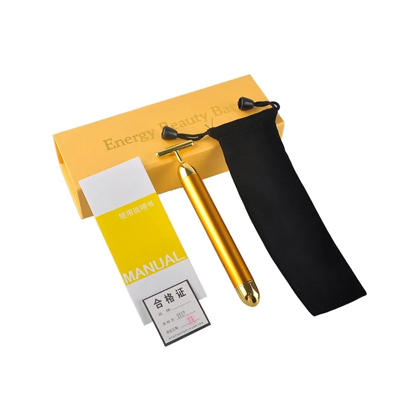 24K золотой импульсный укрепляющий массажер энергетический косметический роликовый для лица уход за кожей лечение