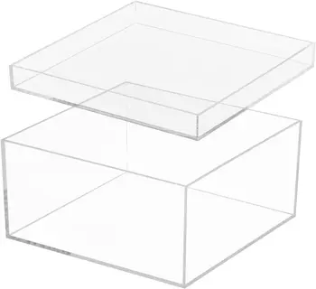Clear Acrylic Box with Lid, Clear Acrylic Plastic Square Cube containers Storage Box  for Candy Pill and Tiny Jewelry