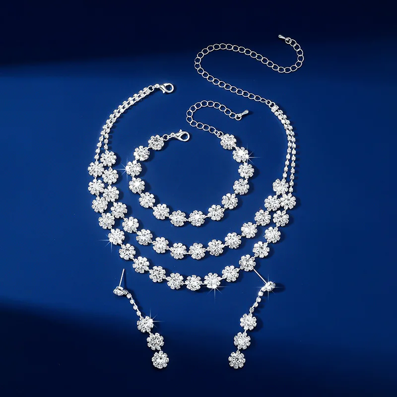 Gold Plated Bridal Jewelry Set with Rhinestone Choker