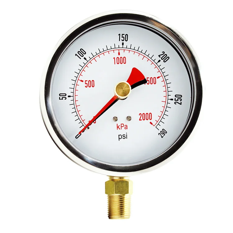 100mm Vibration-resistance Lazy Hand Analog Mechanical Dial Gauge Low Anti-shock Pressure Gauge with Red Needle Double Needle
