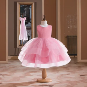 Toddler Princess Evening Dress with Headwear Flower Girls' Dresses 1-7Y Banquet Children Party Princess Dress Clothes for Kids