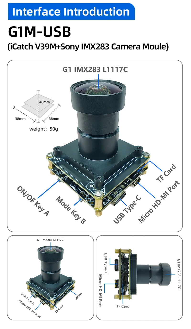 20MP IMX283 Camera Module for Drone Photography - 4K Wifi