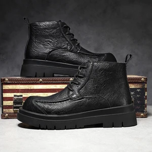 New Fashionable and Retro Cowhide Boots for Men Large-sized Rubber-soled Anti-slip and Breathable Casual Shoes