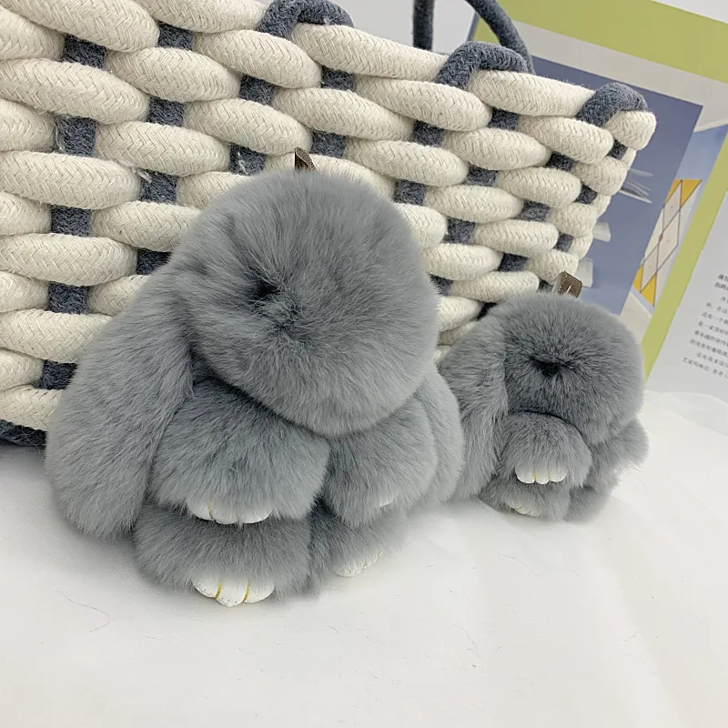 15 cm Rex Rabbit Fur Keychain Women Bag Car Key Chain Pendant Decoration Jewelry Bags Hangings Accessories Gifts