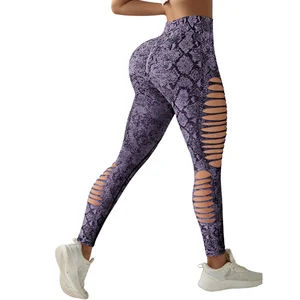 Customized  Woman's Yoga Pants  Purple Honeycomb Print High Waist Scrunch Butt Tights Full Length Leggings for Sports