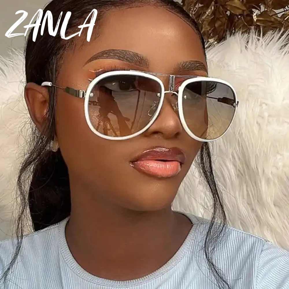 2025 New Fashion Unique Semi-Rimless Pilot Gradient Women Sunglasses  Vintage Classic Brand Designer Sun Glasses Big Shades 2025