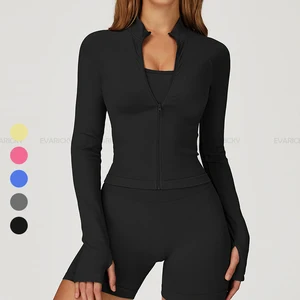 Custom logo Women's Clothes High Quality Streetwear Windproof Jacket Fitness Fashion Training Gym Jacket With Thumb Cuffs