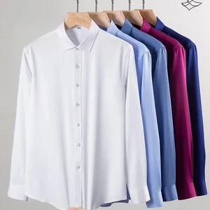 High Quality Men's Casual Long Sleeve Shirt Large Size Quick Dry Twill Fabric Breathable Ice Silk for Spring