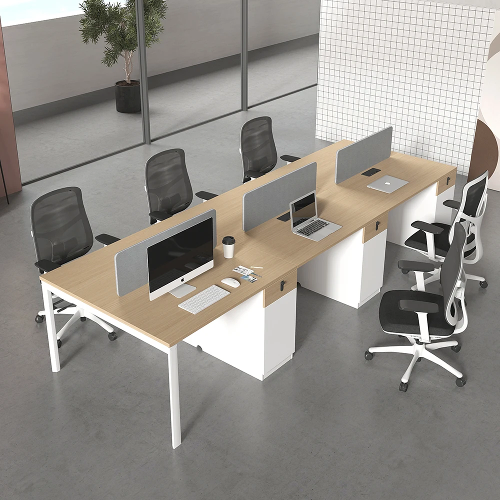 Model Face to Face 6 Seat Modern Modular Office Furniture, Staff Workstation with Desk and Chair Sets
