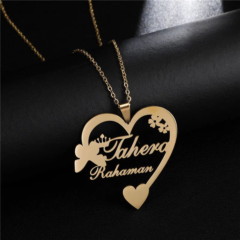 Stainless Steel Name Pattern Character Letter Necklace DIY Personalized Multiple Diamond Name Plate Custom Necklace