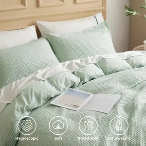 Modern King Size 4 Piece Moisture Wicking Bedding Set Cool French Linen Duvet Cover