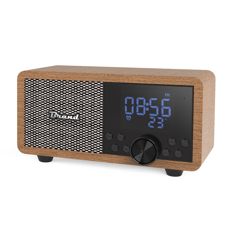 Прямая продажа с завода высококачественный звук портативный Ретро деревянный FM-Будильник беспроводной