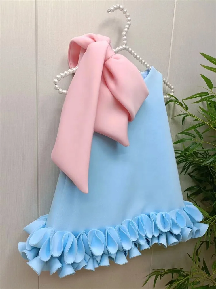 High Quality Baby Blue Girls Frock Designs Baby 112 Year Old Party Dress Pictures Kids Party