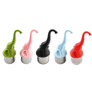 Wholesale Colorful Funny Elephant Stainless Steel Silicon Tea Strainer Fine Mesh Tea Basket Great For Loose Leaf Cereal Cups