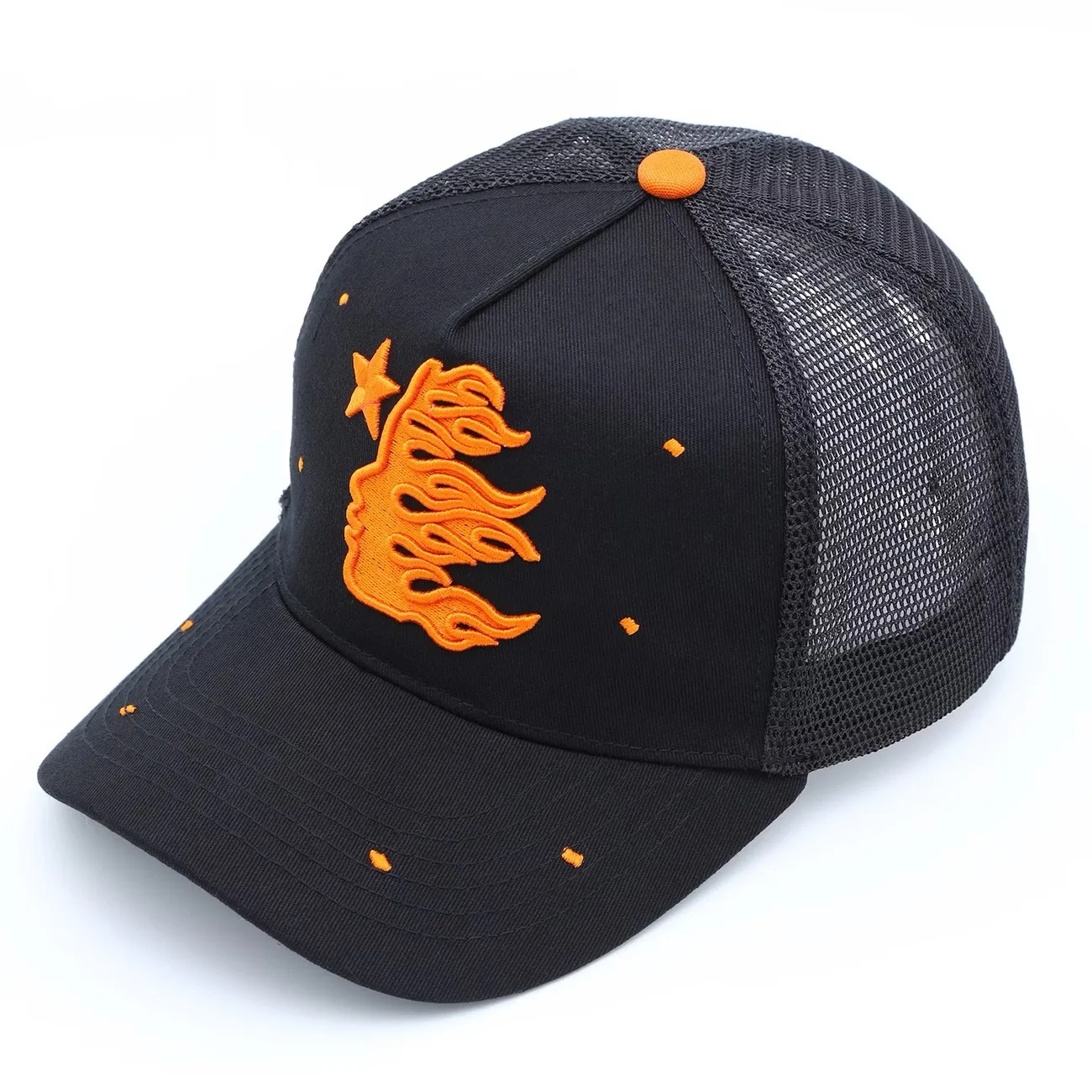 Hellstar Studio Rhinestone-Embroidered Cotton 6-Panel Baseball Cap | Mens/Womens Unisex Sports Hip-Hop Adjustable Snapback