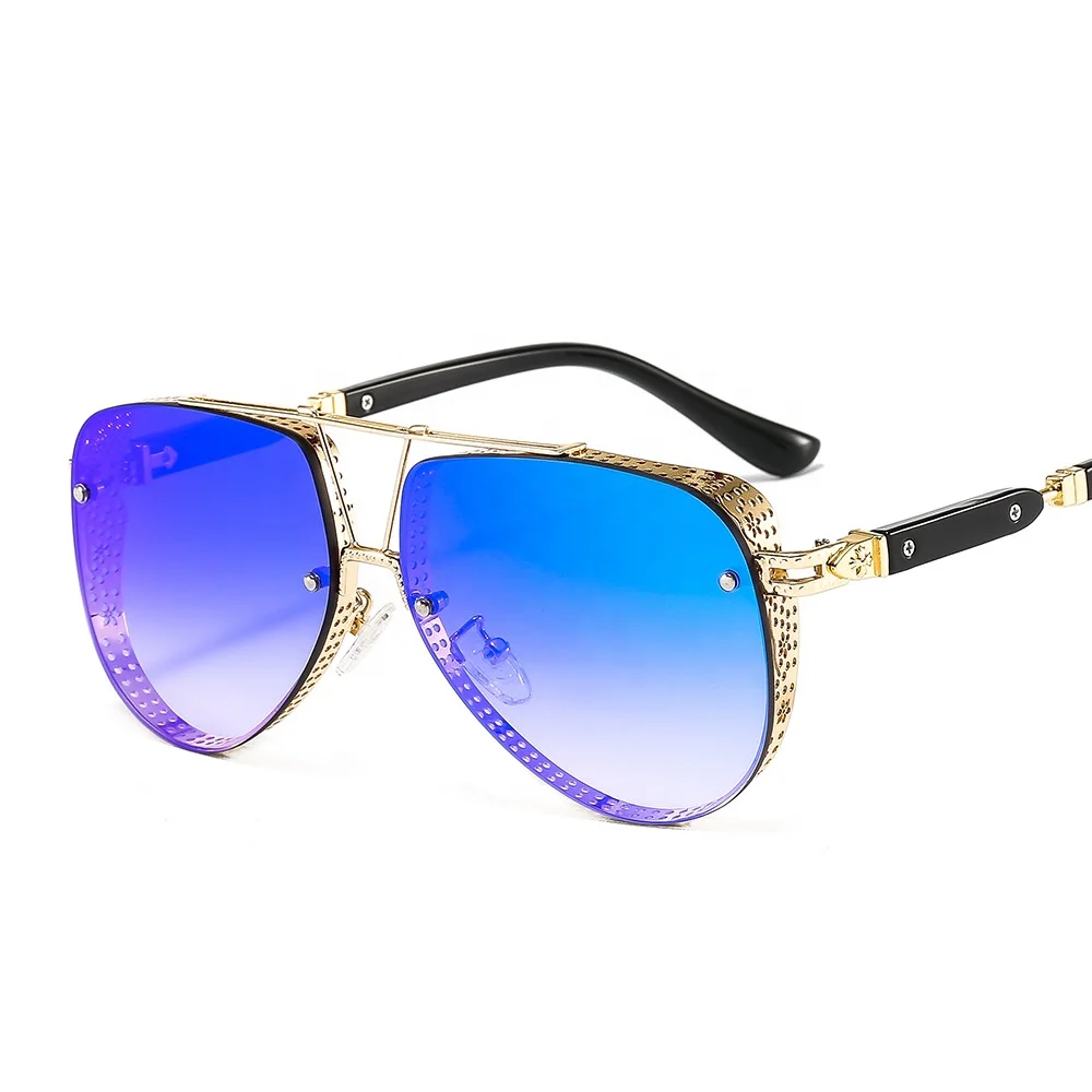 2021 New Hollow Pattern Oval Sunglasses Men Women Luxury Trend Brand Designer Metal Alloy Frame All Fitness Sun Glasses UV400