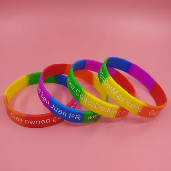 custom rainbow silicone bracelets, rainbow rubber wrist bands, custom colorful silicone wristbands